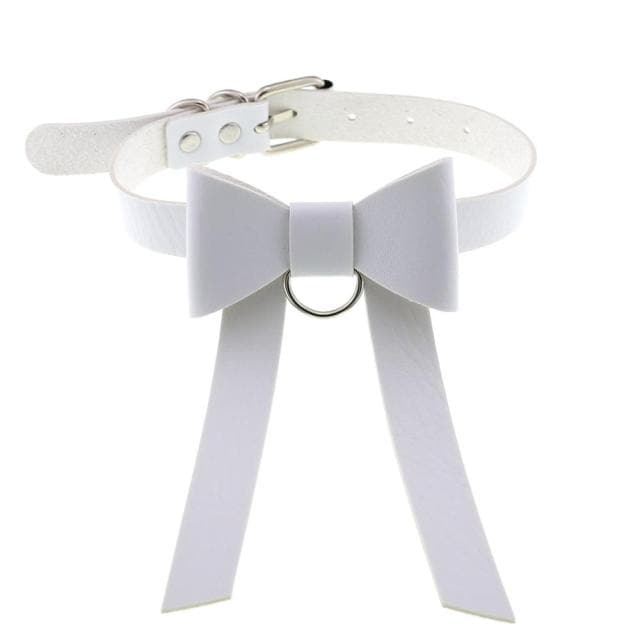 Bowknot Leather Choker - Creepy Goth