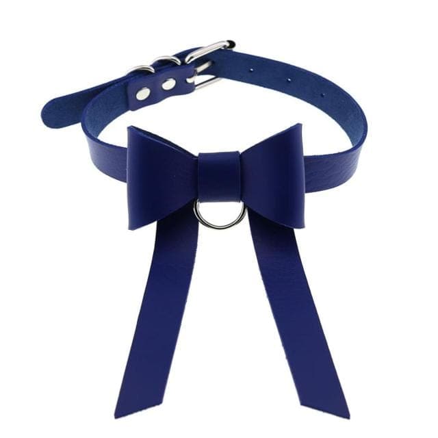 Bowknot Leather Choker - Creepy Goth
