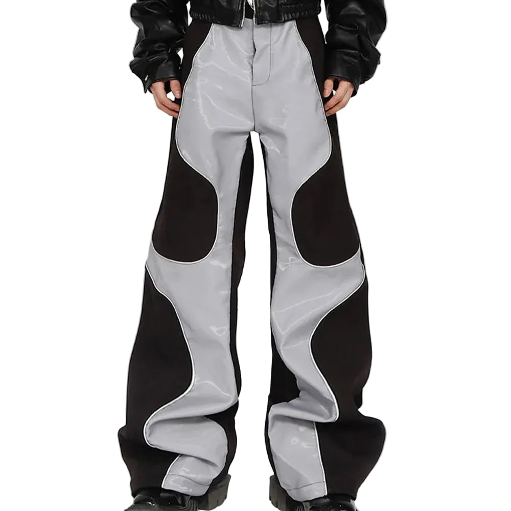 Black Gray Paneled Wide Pants