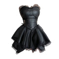 Women's Black Faux Leather Side-Lace Mini Dress - front studio view (1 of 4)