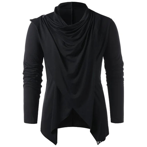 Men's Black Gray Green Draped Cowl Pullover - front studio view (1 of 6)