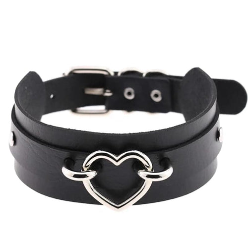 Black Heart Choker Necklace - Creepy Goth