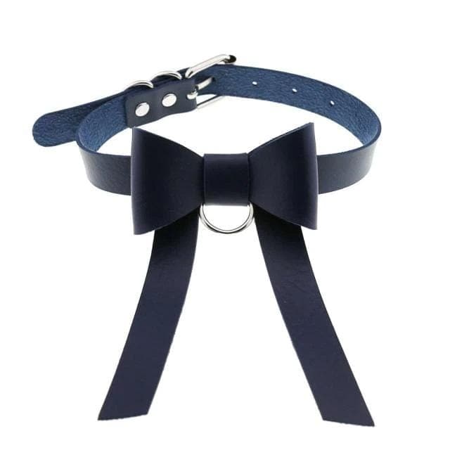 Bowknot Leather Choker - Creepy Goth