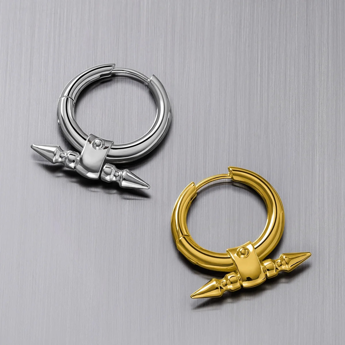DUAL SPIKE HOOP EARRINGS