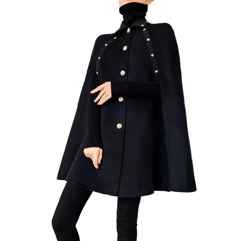 Black Knit Gold-Button Jacket
