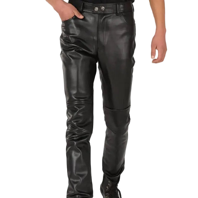 Black Slim Biker Pants