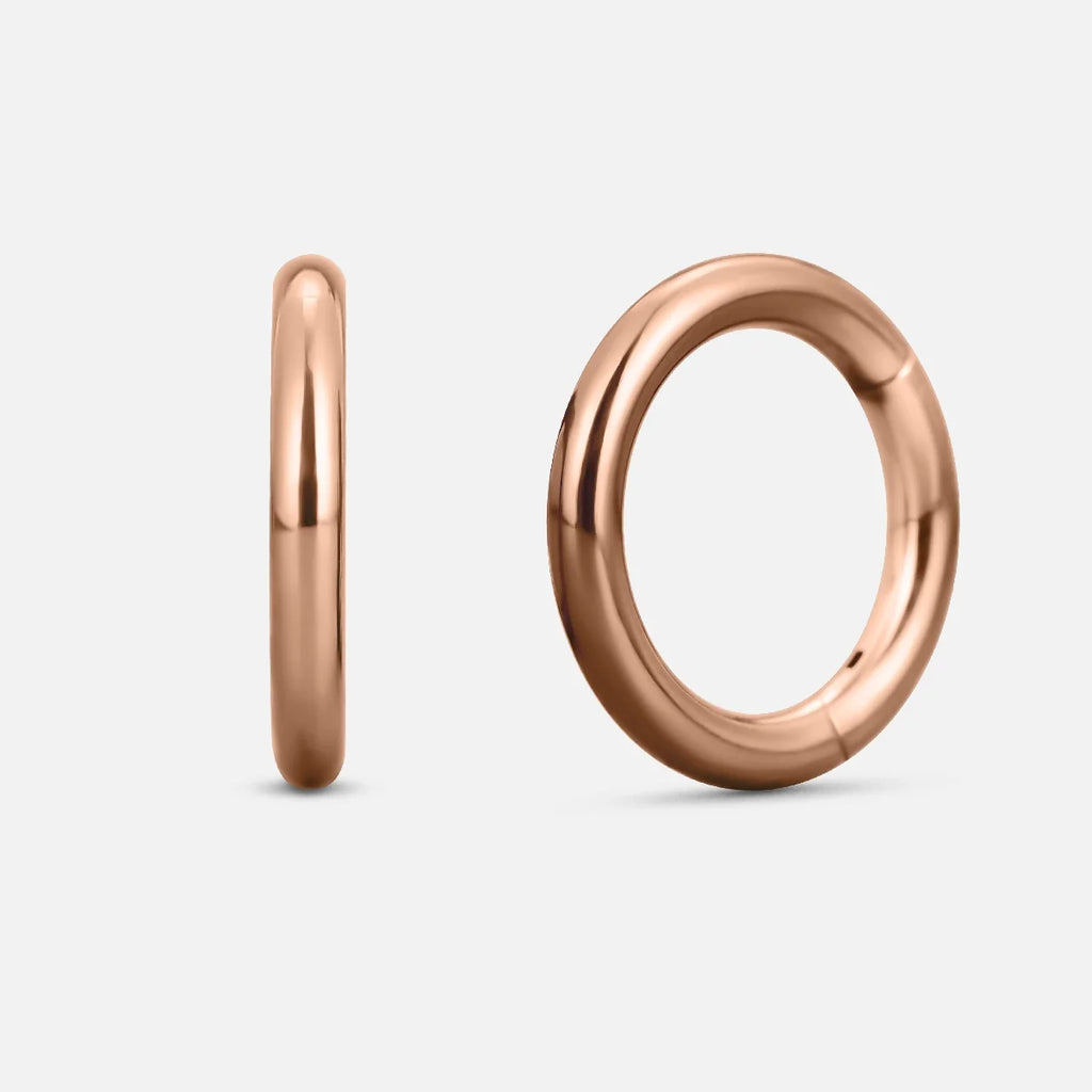 Rose gold Chromatic Loop ring shown from side and front views