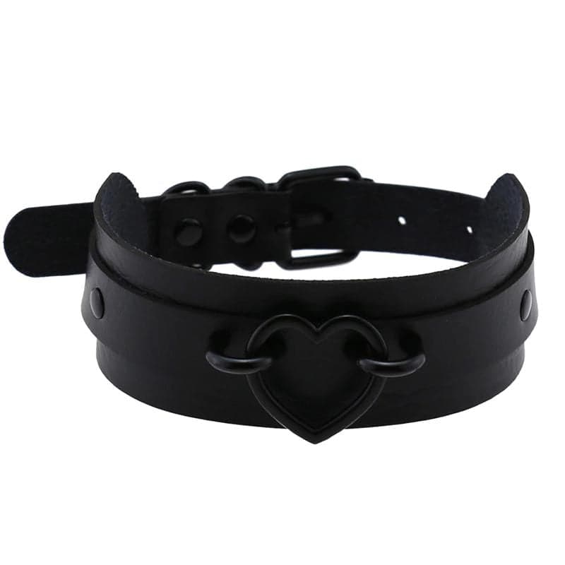 Black Heart Choker Necklace - Creepy Goth