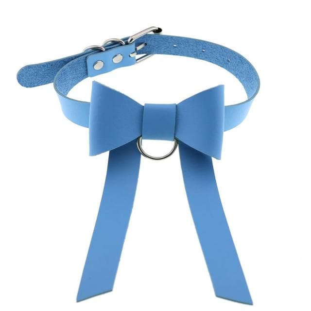 Bowknot Leather Choker - Creepy Goth