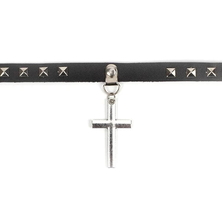 Cross Leather Choker
