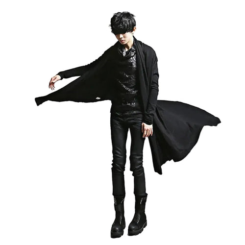 Black Hooded Asymmetric Draped Cape