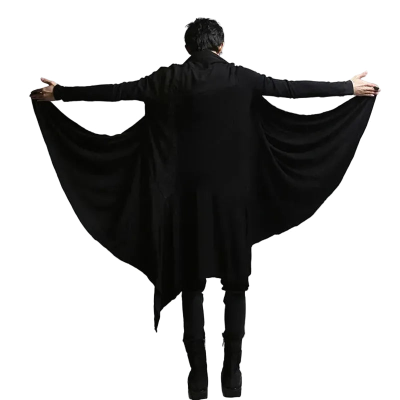 Black Hooded Asymmetric Draped Cape