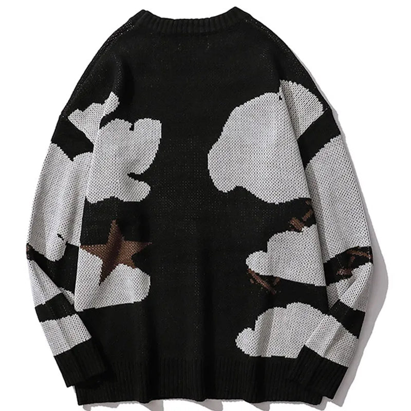 Black Cartoon Character Knit Sweater