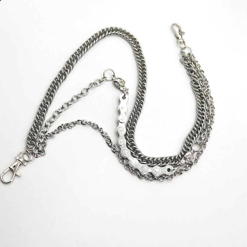 Silver Skull Belt Chain Men's Wallet Chains