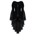 Women's Black Velvet High-Low Bell-Sleeve Dress - front studio view (1 of 2)