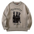 Men's Gray White Doberman Graphic Sweater - primary photo, shown with a person (1 of 4)