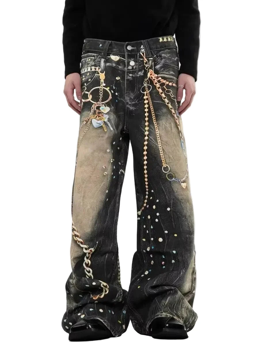 Gilded Chain Grunge Jeans - primary photo, shown with a person (1 of 3)