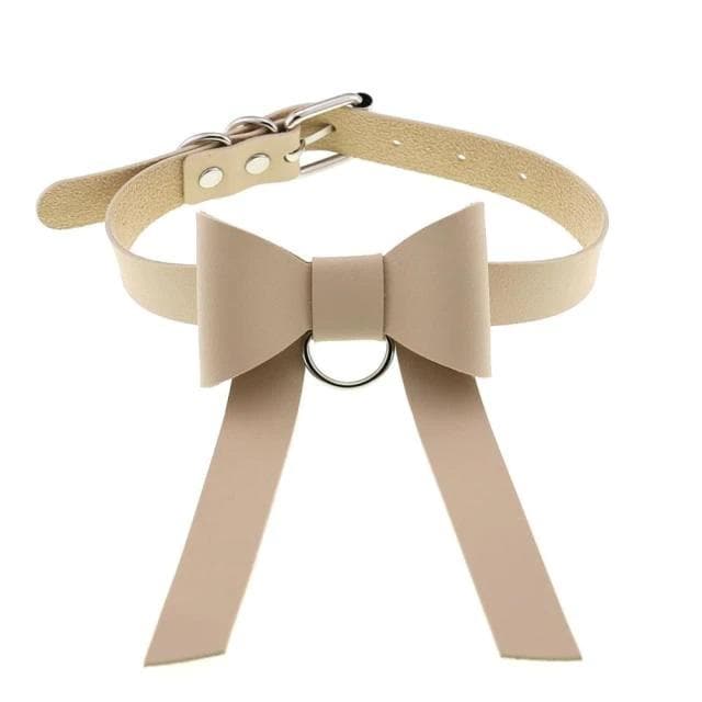 Bowknot Leather Choker - Creepy Goth