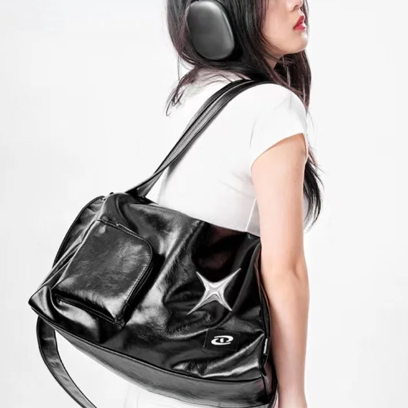 Black Star-Emblem Tote Bag