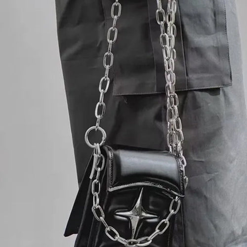 Women's Black Glossy Star Chain Crossbody Bag - primary lifestyle photo (1 of 2)