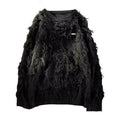 Men's Black Distressed Fringe Knit Pullover - primary product photo