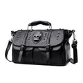 Women's Black Crystal Skull Flap Handbag - front studio view (1 of 2)