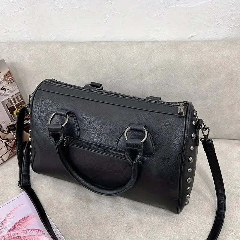Black Rhinestone Skull Studded Satchel