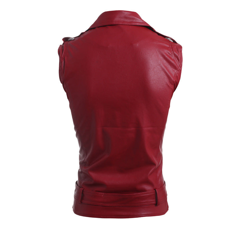 Black Red Biker Vest Top