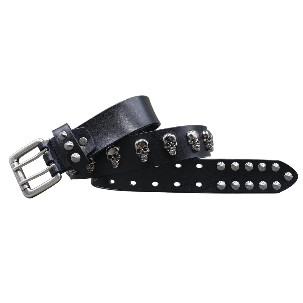 Skull Leather Black Accessories Belt