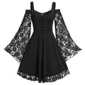Women's Black Cold-Shoulder Lace Mini Dress - front studio view (1 of 2)
