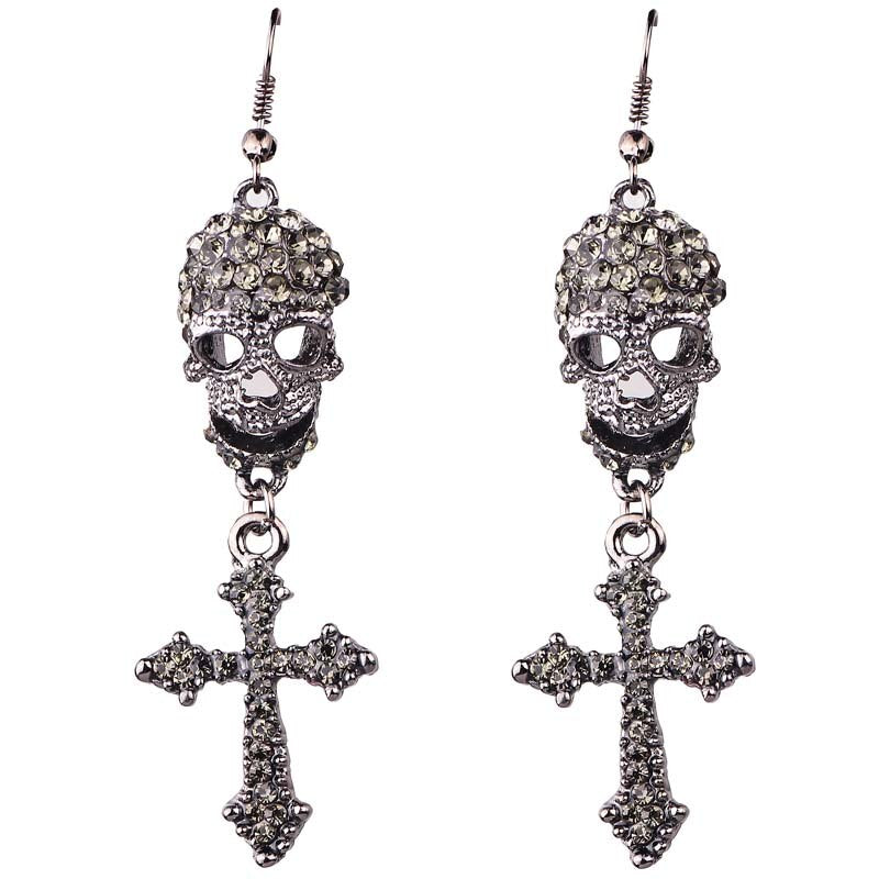 Skull Cross Earrings - alternate studio view (2 of 2)