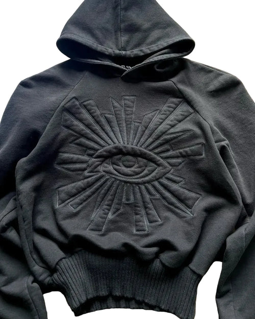 Men's Black Embroidered Eye Sunburst Hoodie - primary lifestyle photo