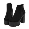Women's Black Suede Chelsea Platform Ankle Boots - front studio view (1 of 6)