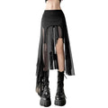 Women's Black Mesh Garter Asymmetric Skirt - primary photo, shown with a person (1 of 2)