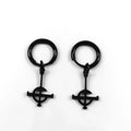 Women's Black Inverted Cross Hoop Earrings - front studio view (1 of 2)
