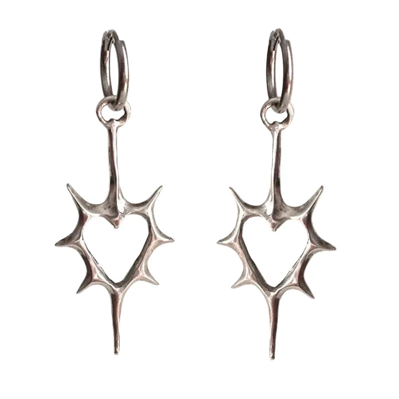 Goth Heart Earrings - primary photo, shown with a person