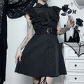 Women's Black Ruffle Mesh Shirt Mini Dress - primary lifestyle photo (1 of 2)