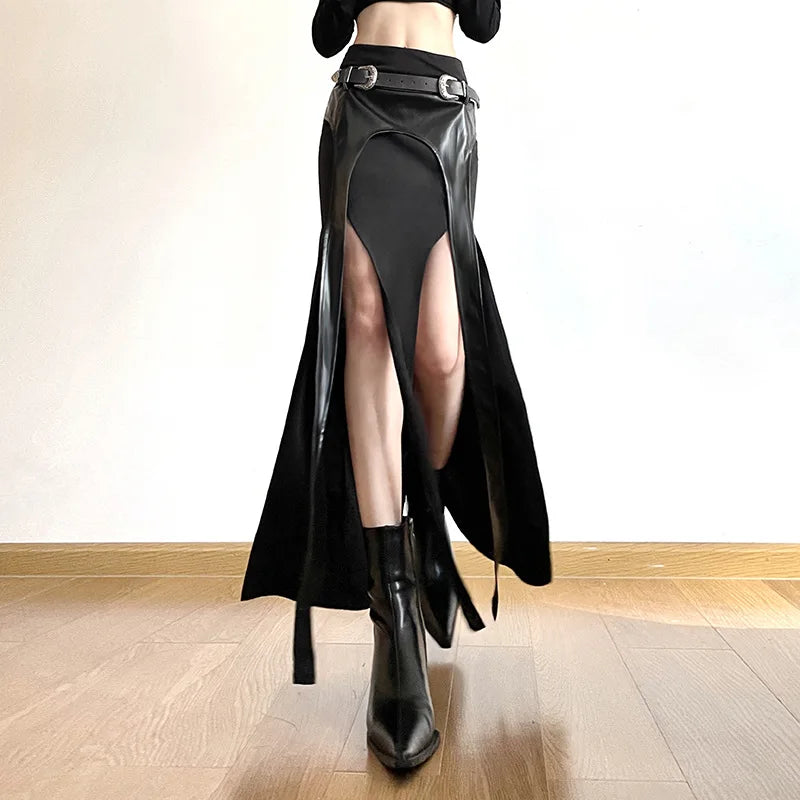 Leather Long Skirt - primary photo, shown with a person (1 of 4)
