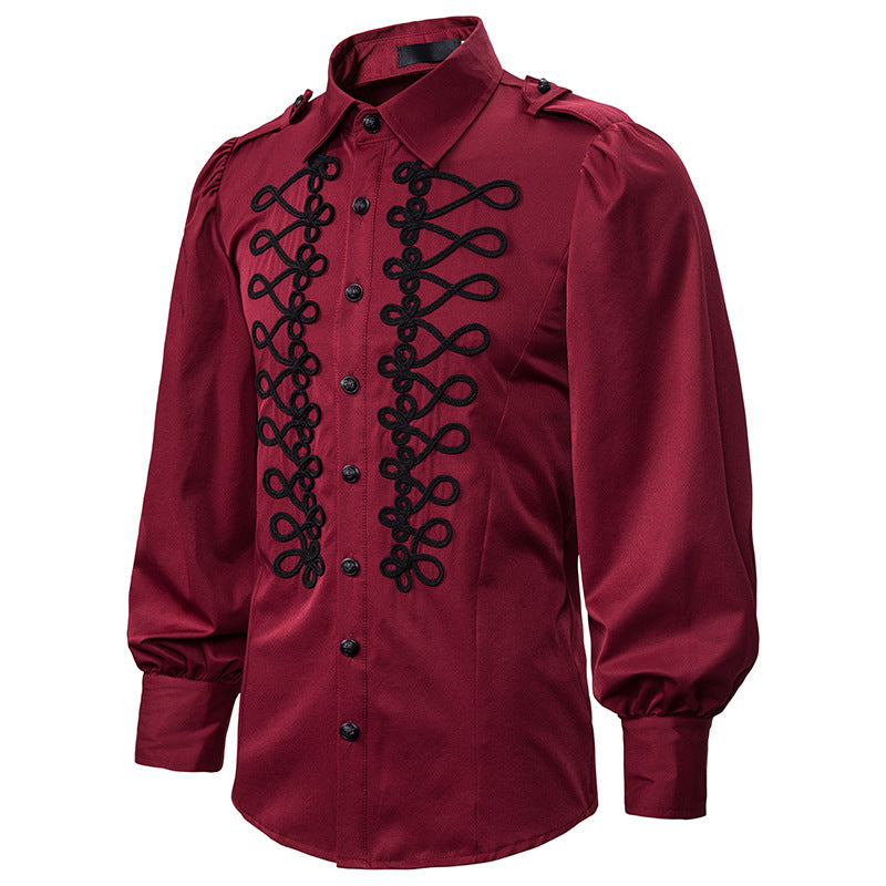 Black Red Blue Frogged Bishop Shirt