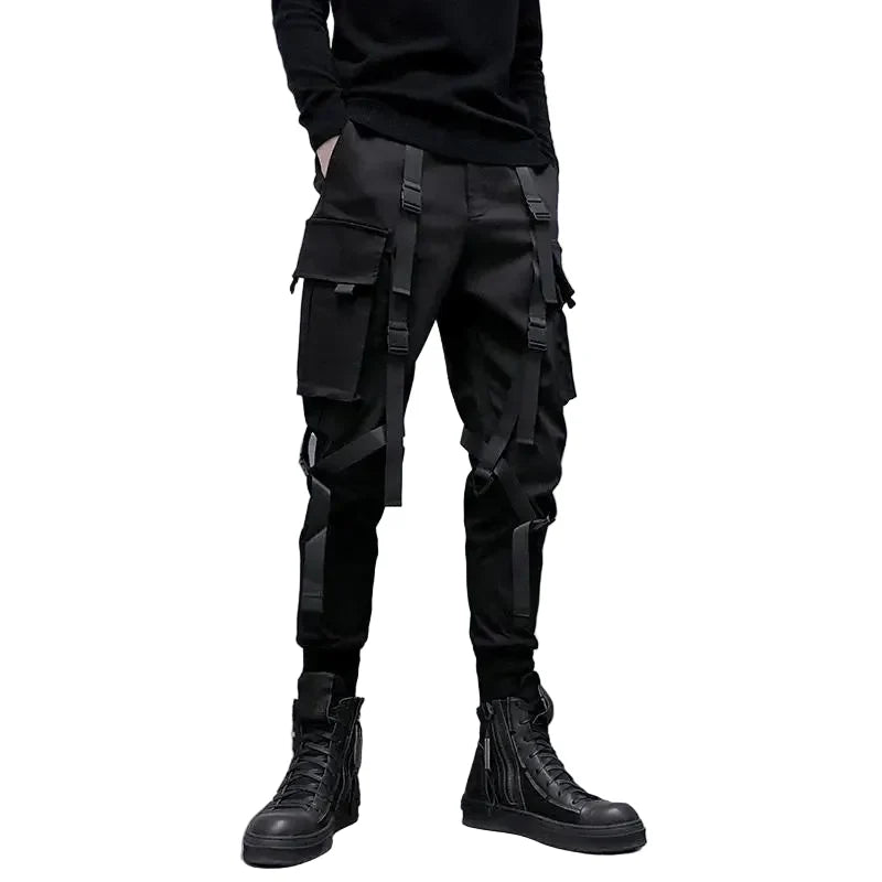 Men's Black Multi-Strap Tapered Cargo Joggers - primary lifestyle photo (1 of 3)