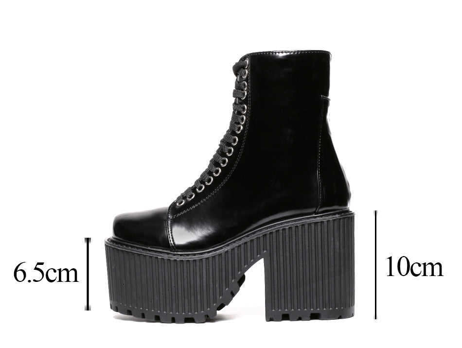 Shiny Stompers Lace-Up Boots