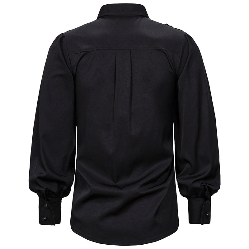 Black Red Blue Frogged Bishop Shirt