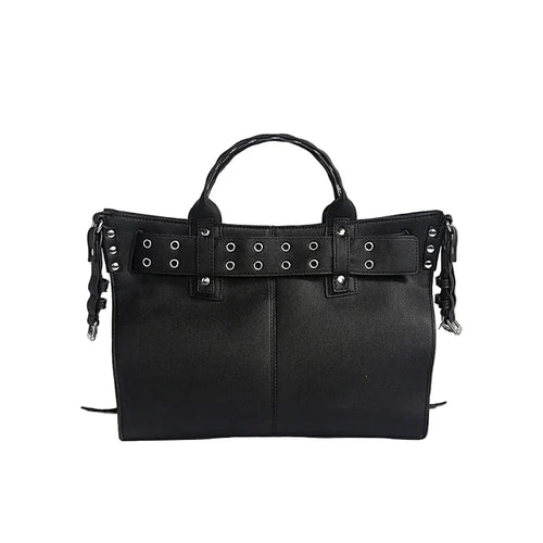 Black Eyelet Buckle Handbag Bag