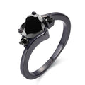 Women's Black-Metal Heart Gemstone Ring - front studio view (1 of 6)