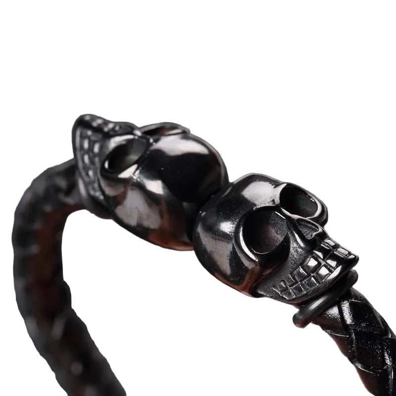Black Leather Skull Bracelet