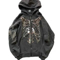 Men's Gray Acid Wash Skeleton Zip Hoodie - primary lifestyle photo (1 of 2)