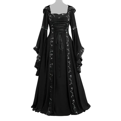 Women's Black Hooded Medieval Maxi Dress - primary product photo