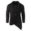 Men's Black Draped Cowl Asymmetric Top - front studio view (1 of 2)