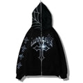 Men's Black Rhinestone Cross Zip Hoodie - front studio view