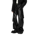 Men's Black Faux Leather Wide-Leg Cargo Pants - primary lifestyle photo (1 of 3)